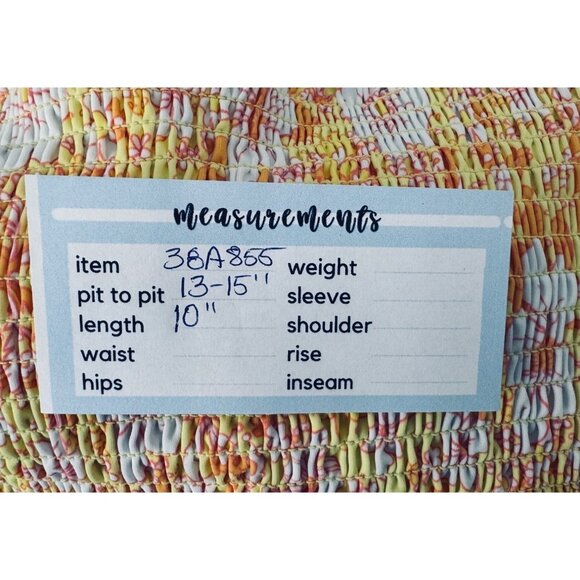 NWT California Waves Medium Smocked Floral Bikini Top Swim Yellow/White/Orange - Picture 8 of 11